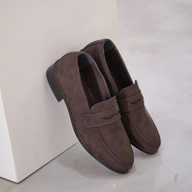[GIRLS GOOB] November Classic Moc-Toe Penny Loafers for Men, Suede Mens Wide Toe Shoes - Made in KOREA